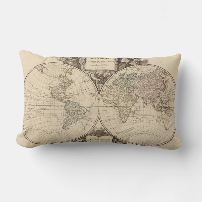 World Map 9 Lumbar Pillow (Front)