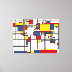 World Map Abstract Mondrian Style Canvas Print