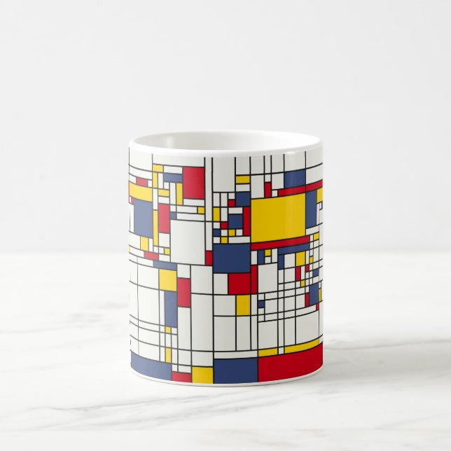 World Map Abstract Mondrian Style Coffee Mug (Center)