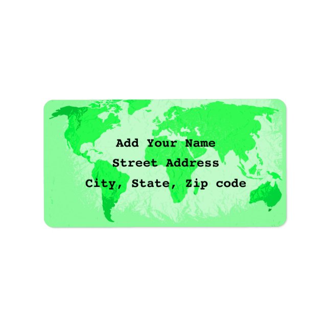 World Map Abstract Neon Green Artsy Traveller 2023 Label (Front)