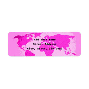 World Map Abstract Pink Purple Art Traveler Trendy