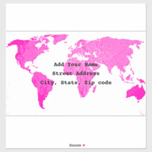 World Map Abstract Pink Purple White Art Traveller