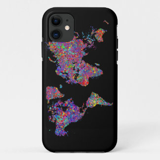 World Map, Action Painting iPhone 11 Case