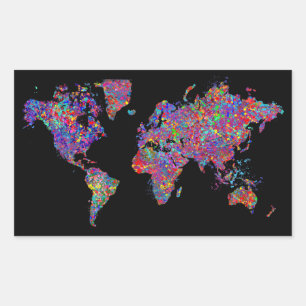 World Map, Action Painting Sticker