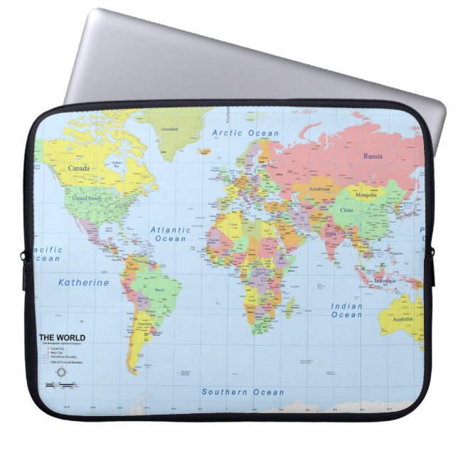 World Map Add Name Padded Laptop Sleeve (Front)