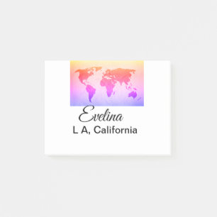 World map add name text place country city text mi post-it notes