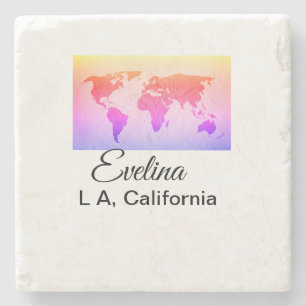 World map add name text place country city text mi stone coaster