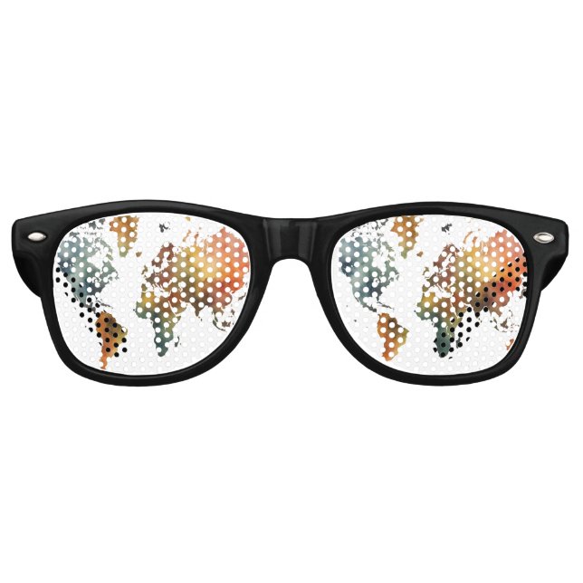 World map add your name text place city phone retro sunglasses (Front)