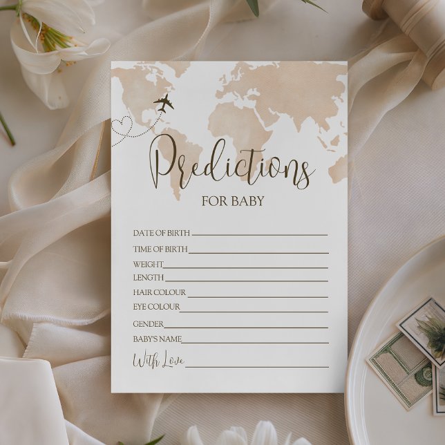World Map Adventure Awaits Baby Predictions Invitation (Creator Uploaded)