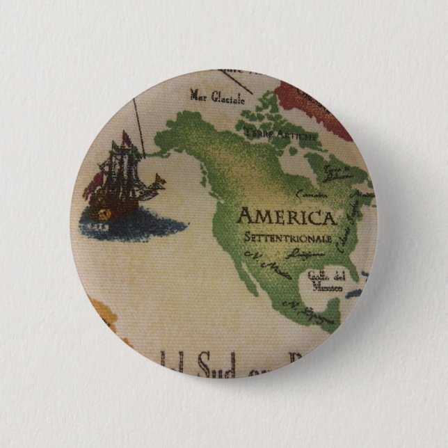 World Map - America 2 Inch Round Button (Front)