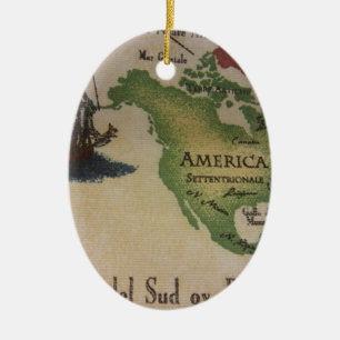 World Map - America Ceramic Ornament