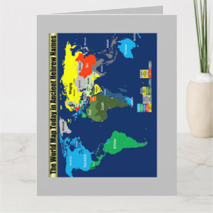 World Map Ancient Hebrew Family Names History Card