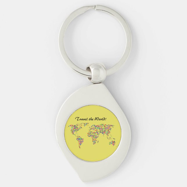 World Map and Travel the World Keychain (Front)