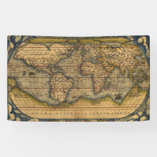 World Map Antique Ortelius Europe Travel Banner (Horizontal)