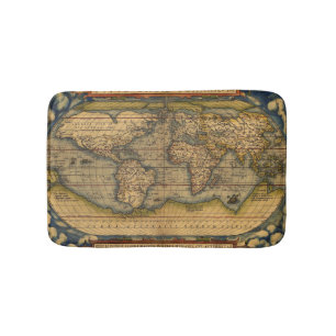 World Map Antique Ortelius Europe Travel Bath Mat