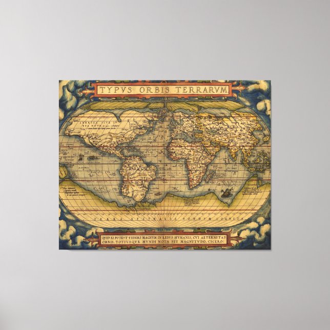 World Map Antique Ortelius Europe Travel Canvas Print (Front)