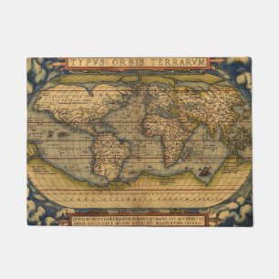 World Map Antique Ortelius Europe Travel Doormat