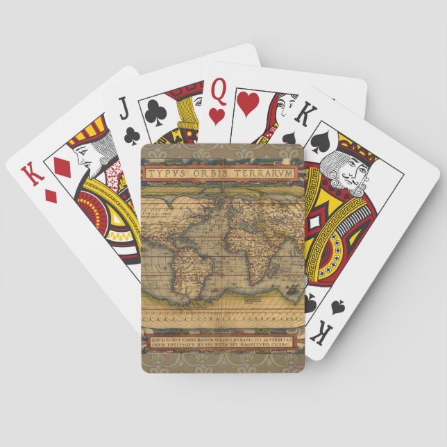World Map Antique Ortelius Europe Travel Playing Cards (Back)