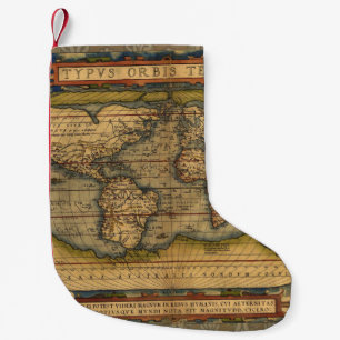 World Map Antique Ortelius Europe Travel Small Christmas Stocking