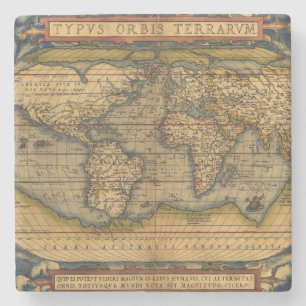 World Map Antique Ortelius Europe Travel Stone Coaster