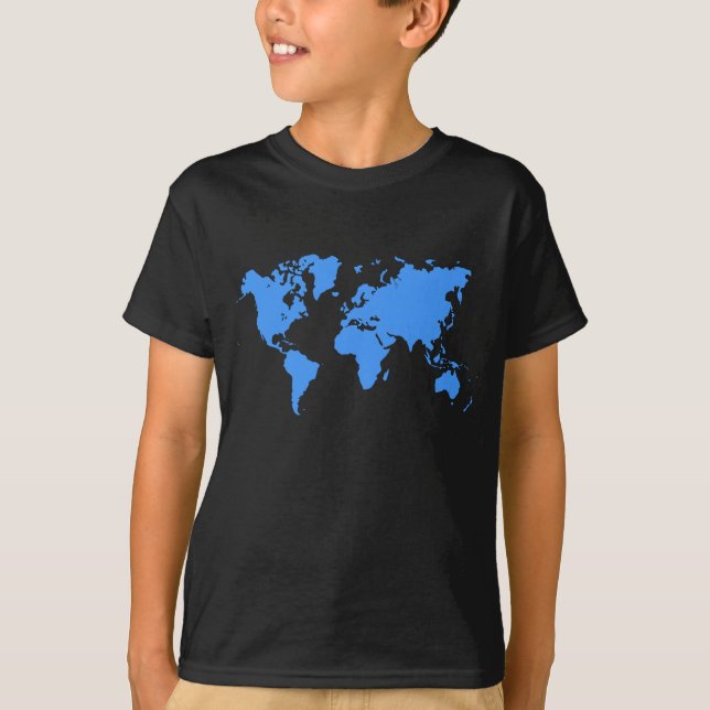 World Map - Baby Blue T-Shirt (Front)