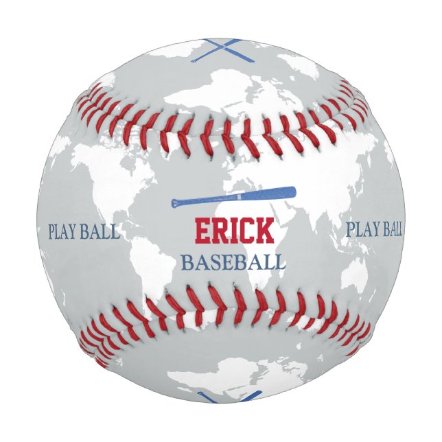 world map baseballer personalized baseball (Back)
