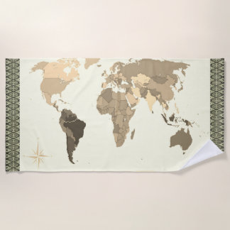 World Map Beach Towel