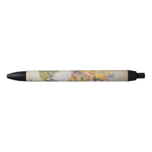 world map black ink pen