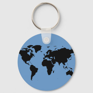 world map black keychain