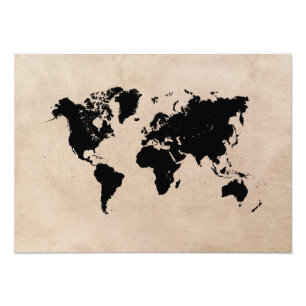world map black photo print
