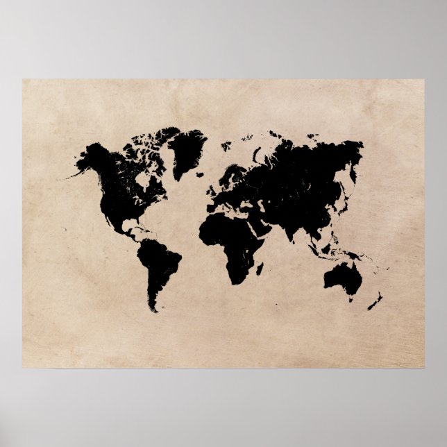 world map black poster (Front)