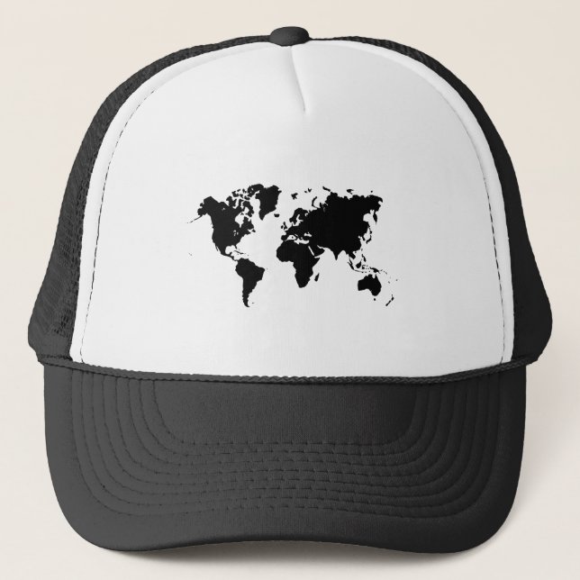 World Map - Black Trucker Hat (Front)