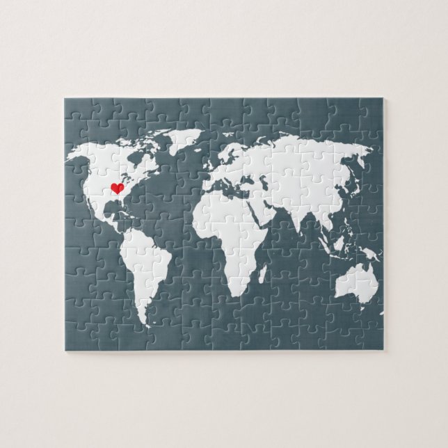 World Map . blue and white Jigsaw Puzzle (Horizontal)