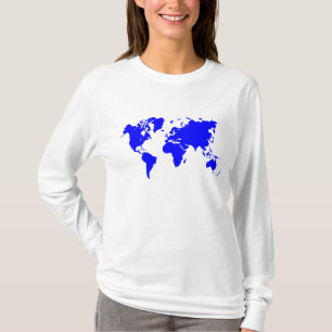 World Map - Blue T-Shirt