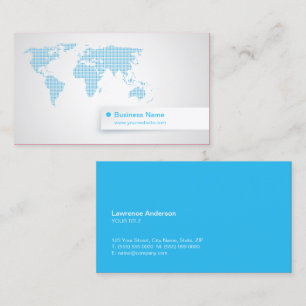 World Map Blue Technology Global Business Card
