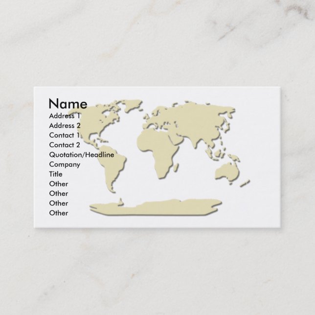 World Map Business Card  Eggshell (Front)