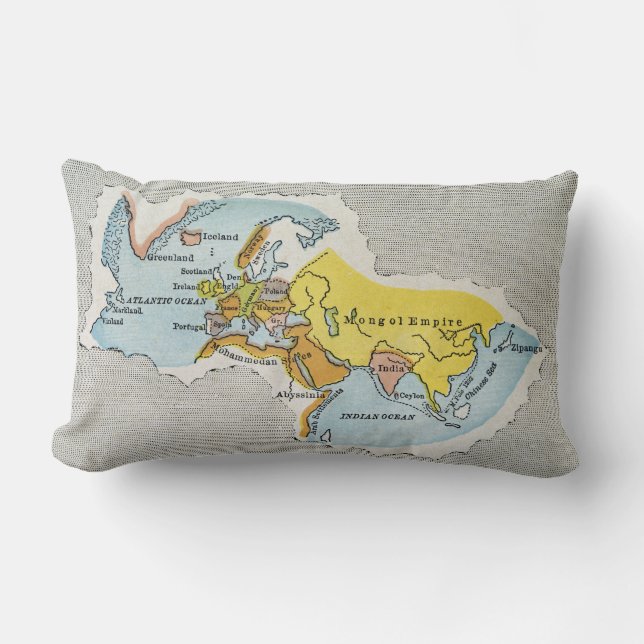 WORLD MAP, c1300. Lumbar Pillow (Front)