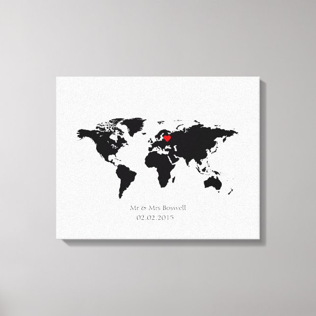 world map canvas wedding guestbook guest choose (Front)