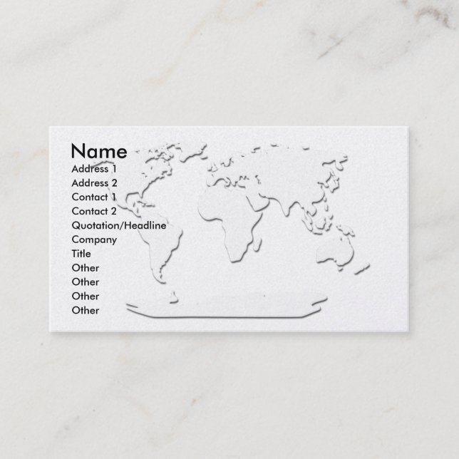 World Map Carte de visite Gold (Devant)