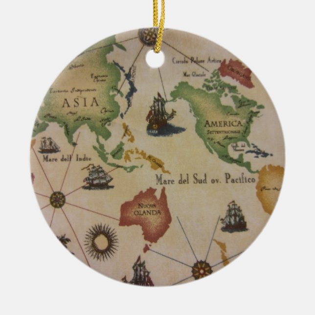 World Map Ceramic Ornament (Front)