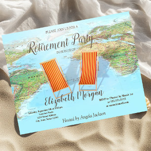 World Map,Chairs Retirement Party  Invitation