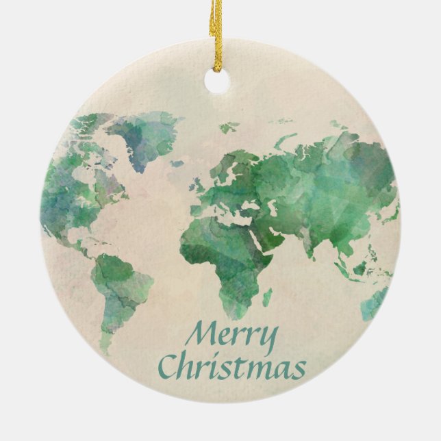 World Map Christmas Trees Ornament (Back)