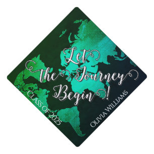 World map - class of 2026 - personalized graduation cap topper