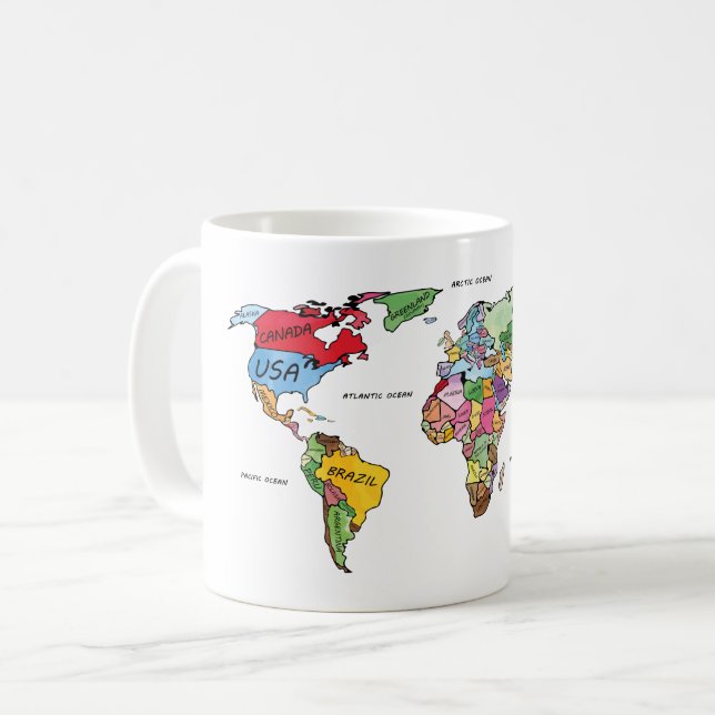 World Map Coffee Mug (Front Left)
