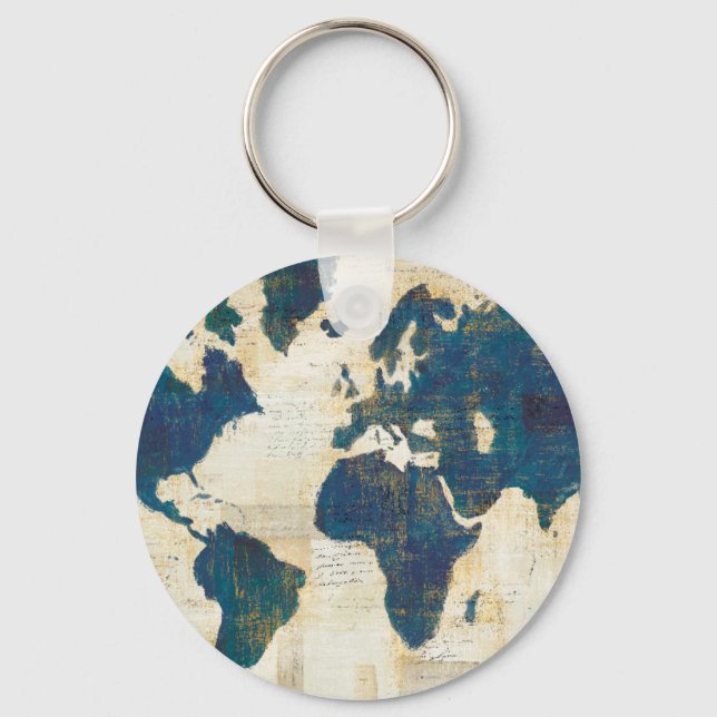 World Map Collage Keychain (Front)