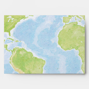 World Map Compass Bar Bat Mitzvah Envelopes