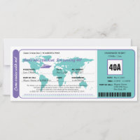 World Map Cruise Birthday Boarding Pass Ticket