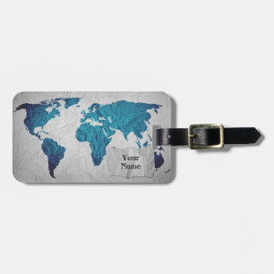 world map   Crushed paper Luggage Tag