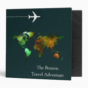 World Map Custom Travel Adventures 3 Ring Binder