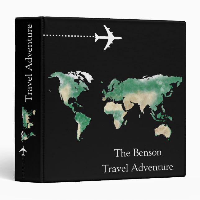 World Map Custom Travel Adventures 3 Ring Binder (Front/Spine)